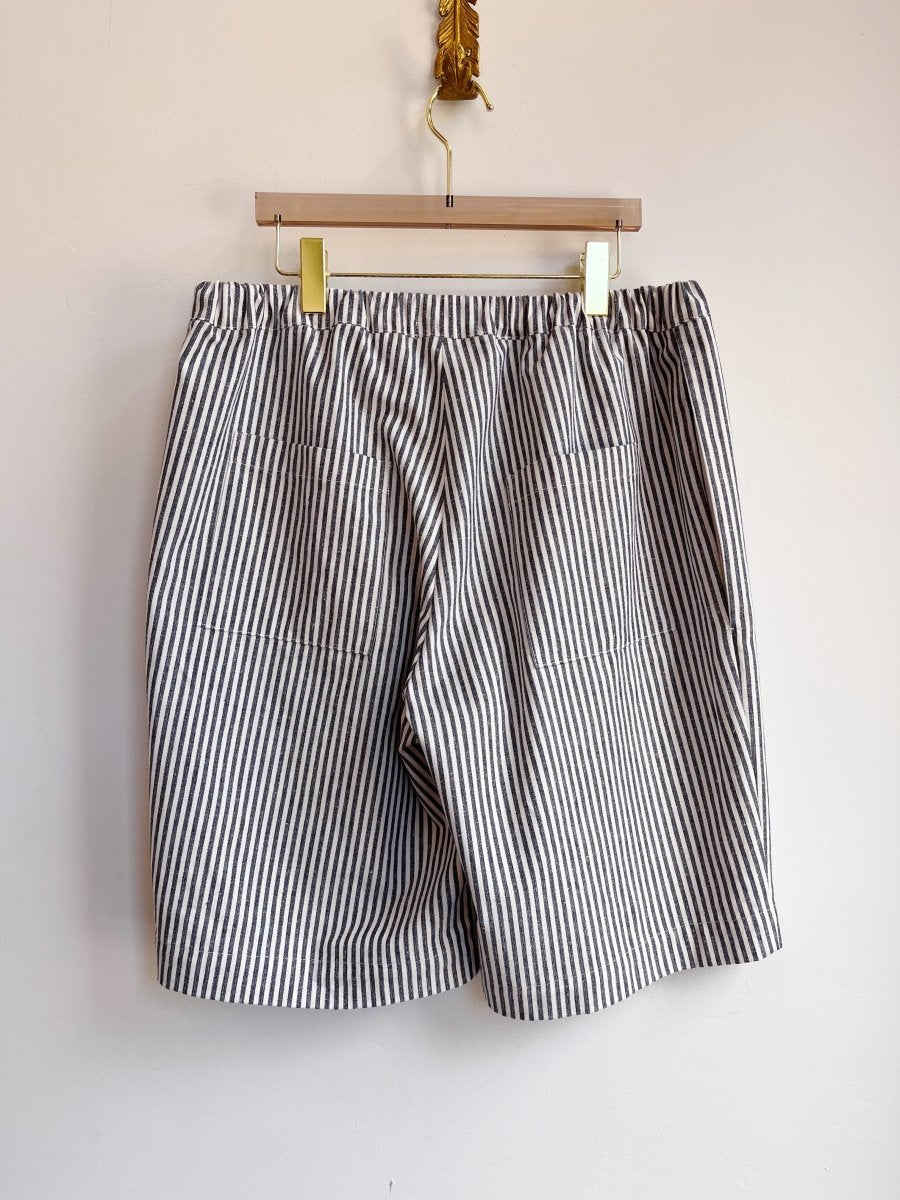 Bermuda Shorts in Black & White Striped Cotton - Made X Hudson