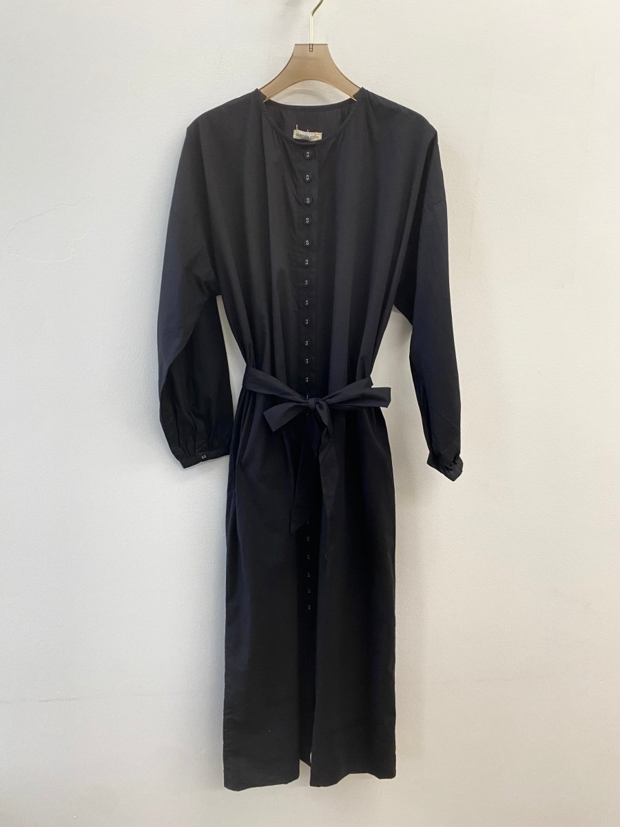 Black Button Down Waist Tie Frankie Dress - Made X Hudson
