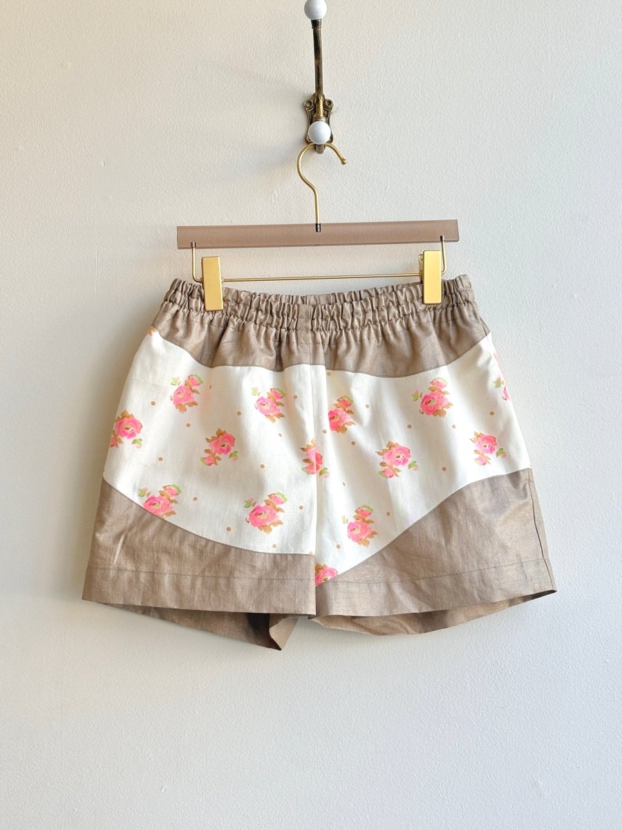 Gold & Pink Flower Print Wave Shorts - Made X Hudson