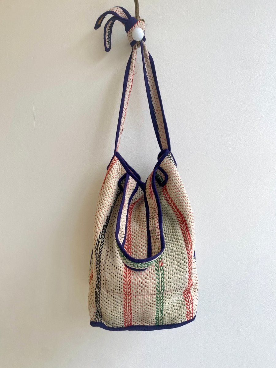 Reversible Xoti II Tote Bag in Colors Red, Green Striped, & Mustard - Made X Hudson