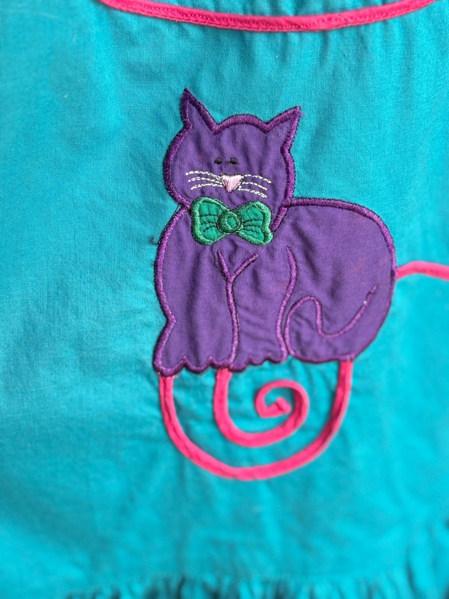 Teal Feline Dress (Vintage) - Made X Hudson