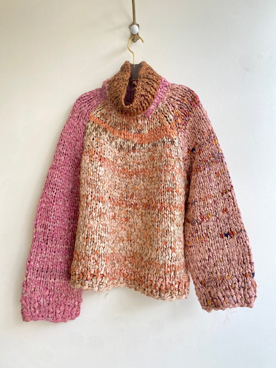 Vishnu Roll - Neck Sweater in Colors Peach, Orange, Pink, Carmel - Made X Hudson