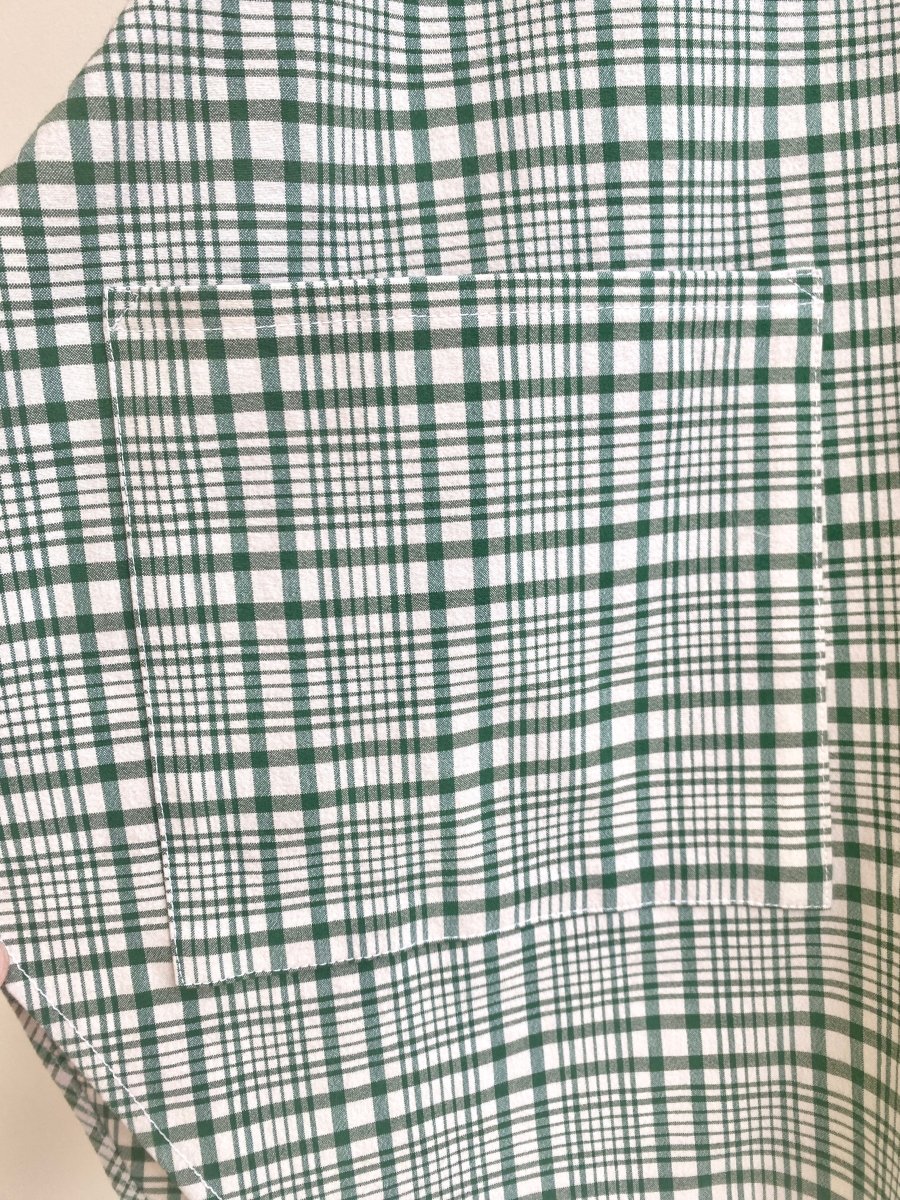 Green & Cream Plaid Handkerchief Hem Shirt w/ Patch Pockets - Made X Hudson
