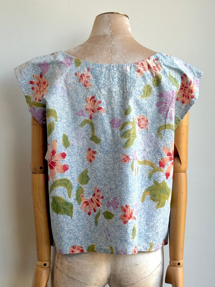 Orange, Violet, Green & Blue Floral Batik Box Top - Made X Hudson