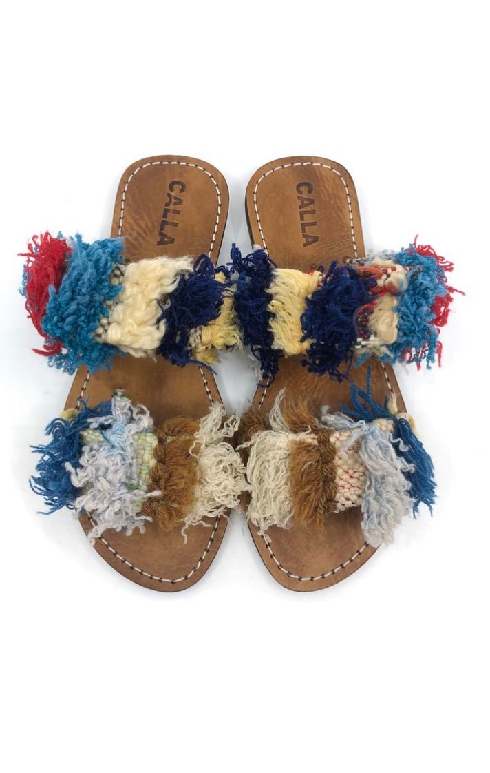 Hali Sandals “Jisoo” In Colors Brown, Cream, Tan, Yellow, & Navy (Size 38) - Made X Hudson