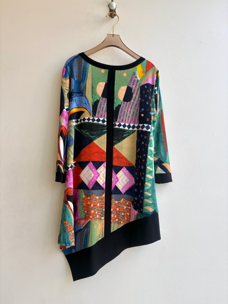 Joseph Ribkoff | Asymmetrical Geometric Print Shirt (Vintage) - Made X Hudson