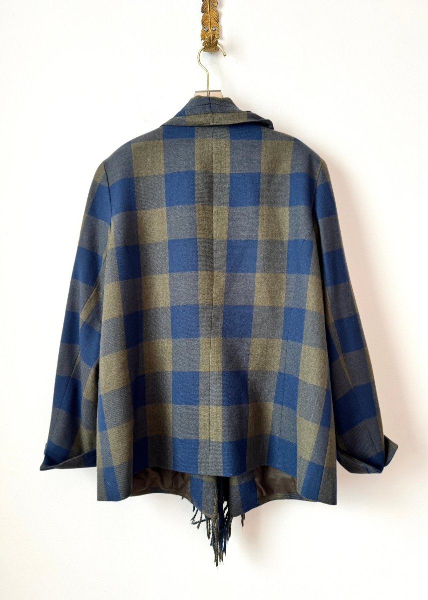 Worth | Fern and Blue Plaid Fringed Blazer (Vintage) - Made X Hudson