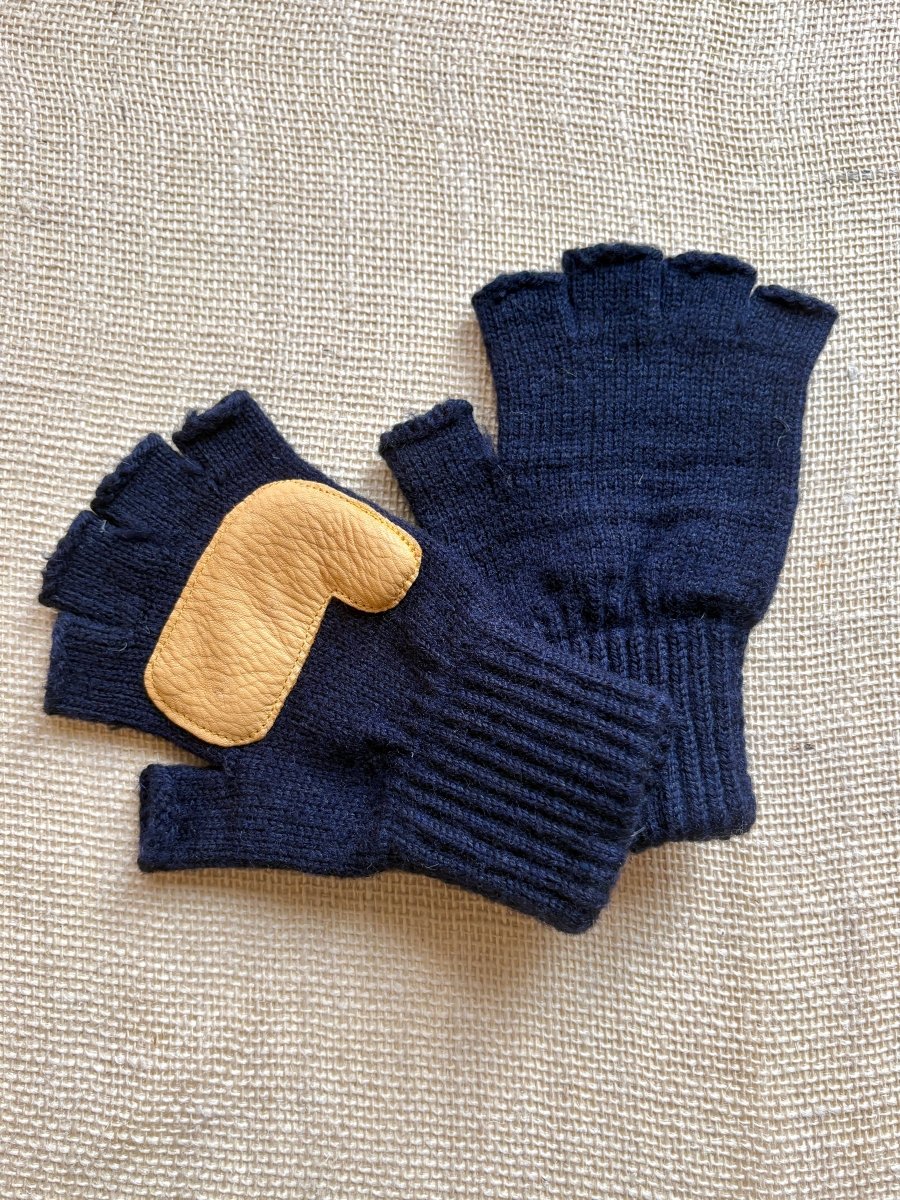 Fingerless Wool Gloves w/ Leather Palms | Womens One Size (Multiple Colors) - Made X Hudson