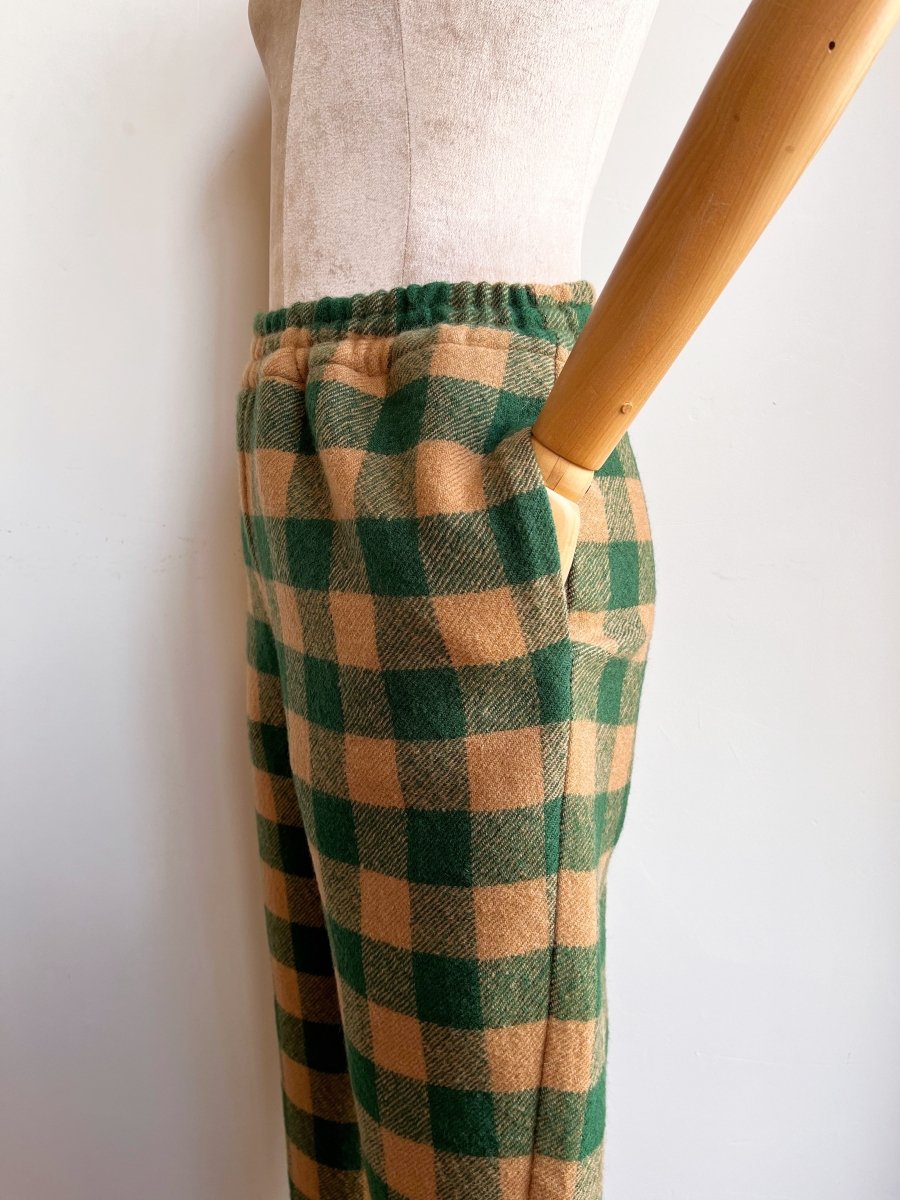 Camel and Green Gingham Wool Joggers - Made X Hudson