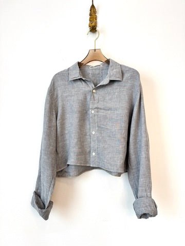 The Vale Shirt in Stone Grey Linen (Reworked) - Made X Hudson