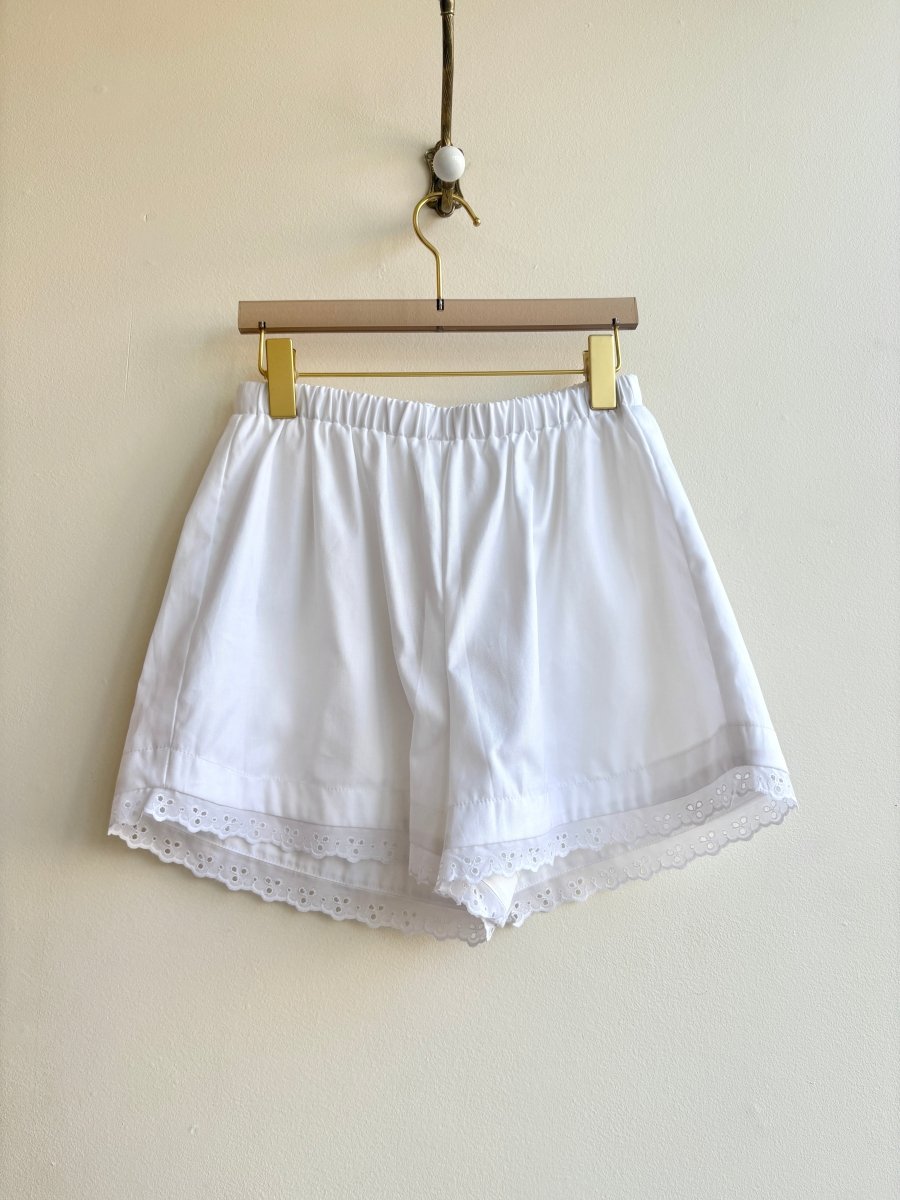 White w/ Eyelet Trim Boxer Shorts (Reworked) - Made X Hudson