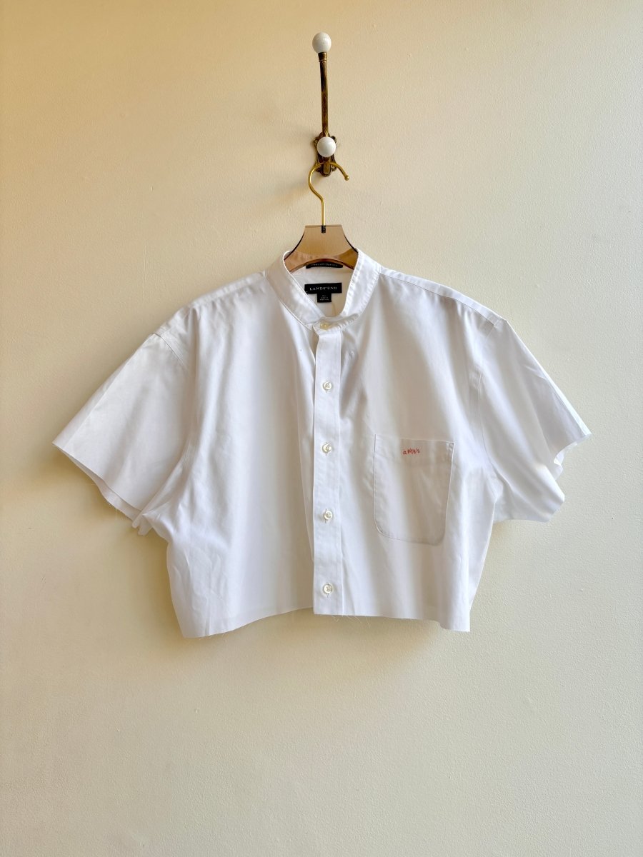 White Short Sleeve Annette Crop Top (Reworked) - Made X Hudson