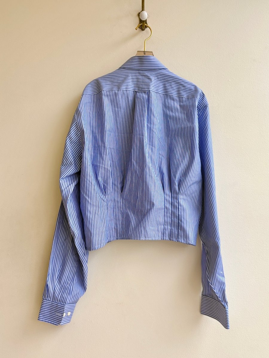 The Kevin Top | Light Purple Blue Stripe w/ Gathered Waist (Reworked) - Made X Hudson