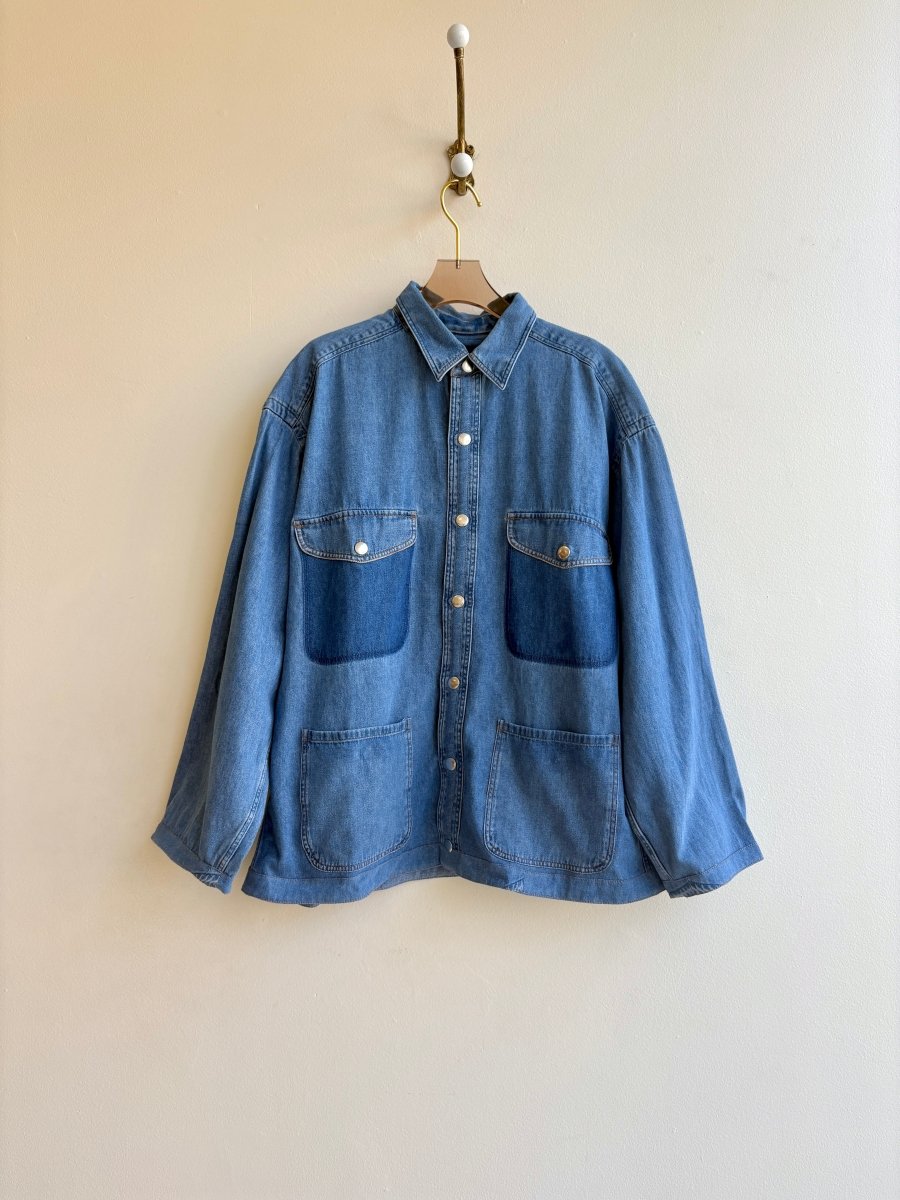 Rectangle Patched Back Denim Shirtjacket (Reworked) - Made X Hudson