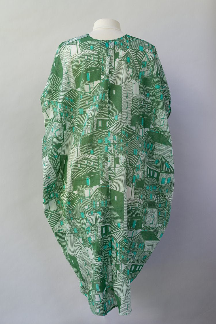 Green Village Print Kaftan - Made X Hudson