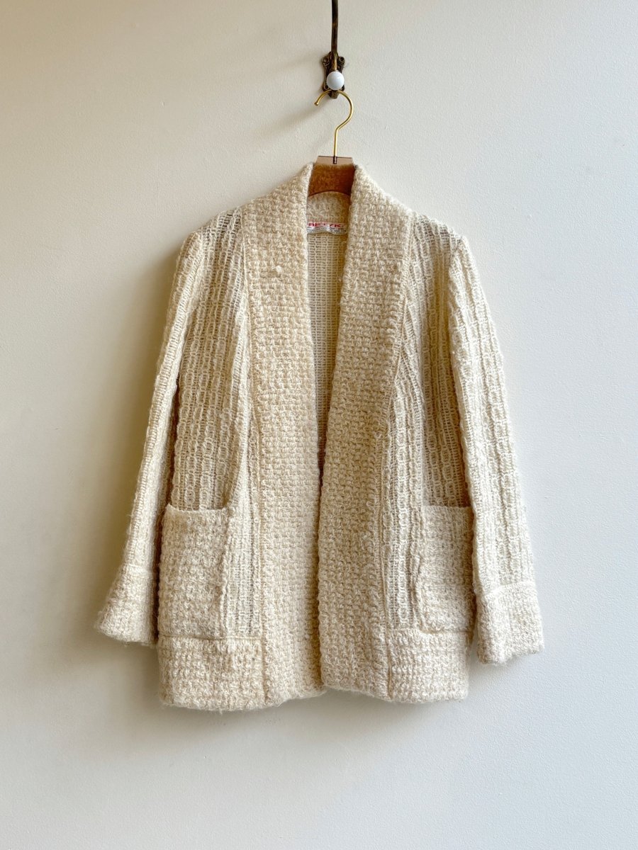 Ivory Wool Shawl - Collar Cardigan (Vintage) - Made X Hudson
