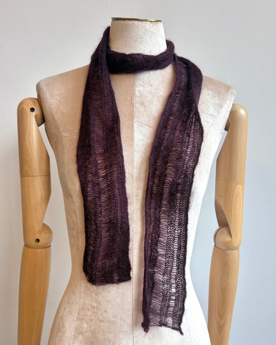 Wine | Mohair Skinny Scarf - Made X Hudson
