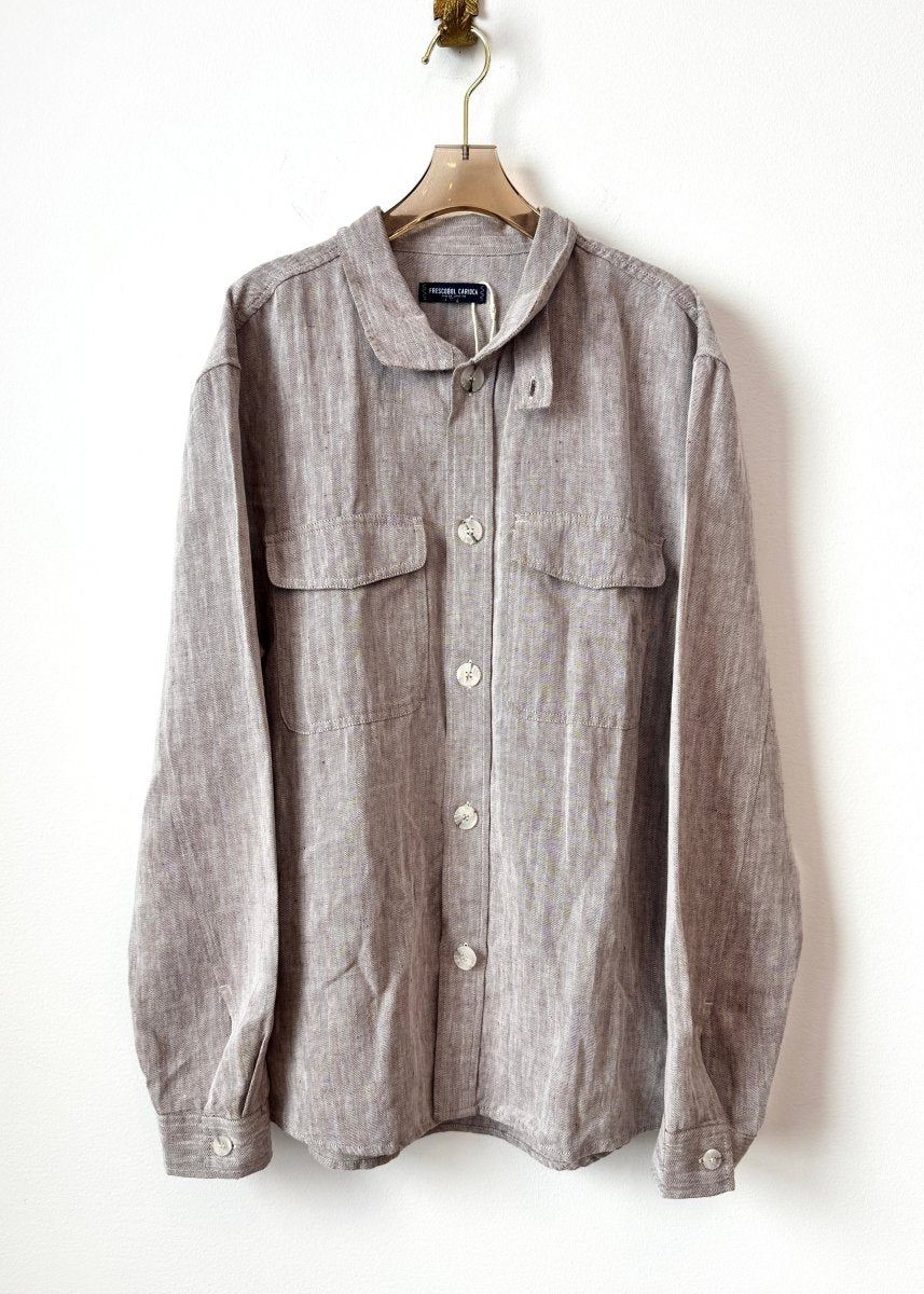 Frescobol Carioca | Bark Twill Stripe Long Sleeve Shirt Jacket (Vintage) - Made X Hudson