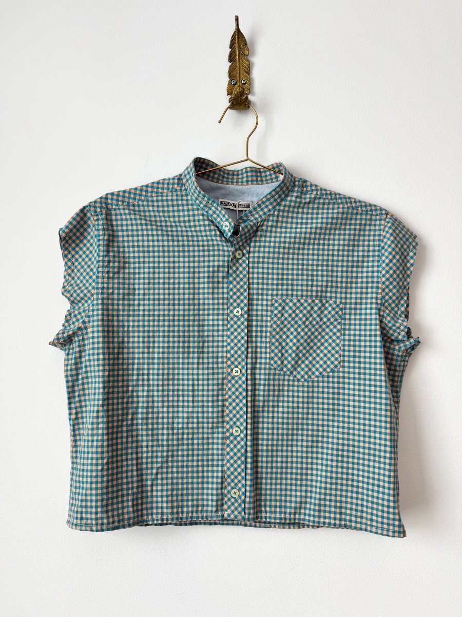 The Valley Crop in Tangerine and Aqua Checker (Reworked) - Made X Hudson