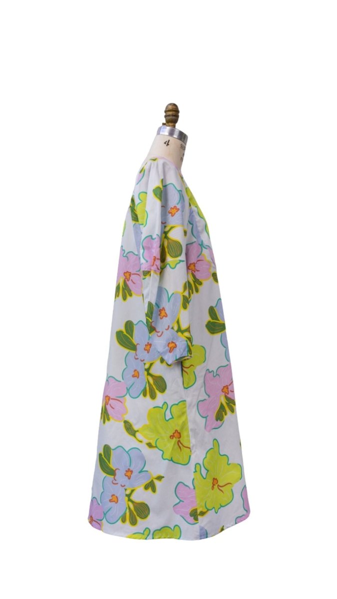Green, Pink, and Baby Blue Floral Bib Dress - Made X Hudson