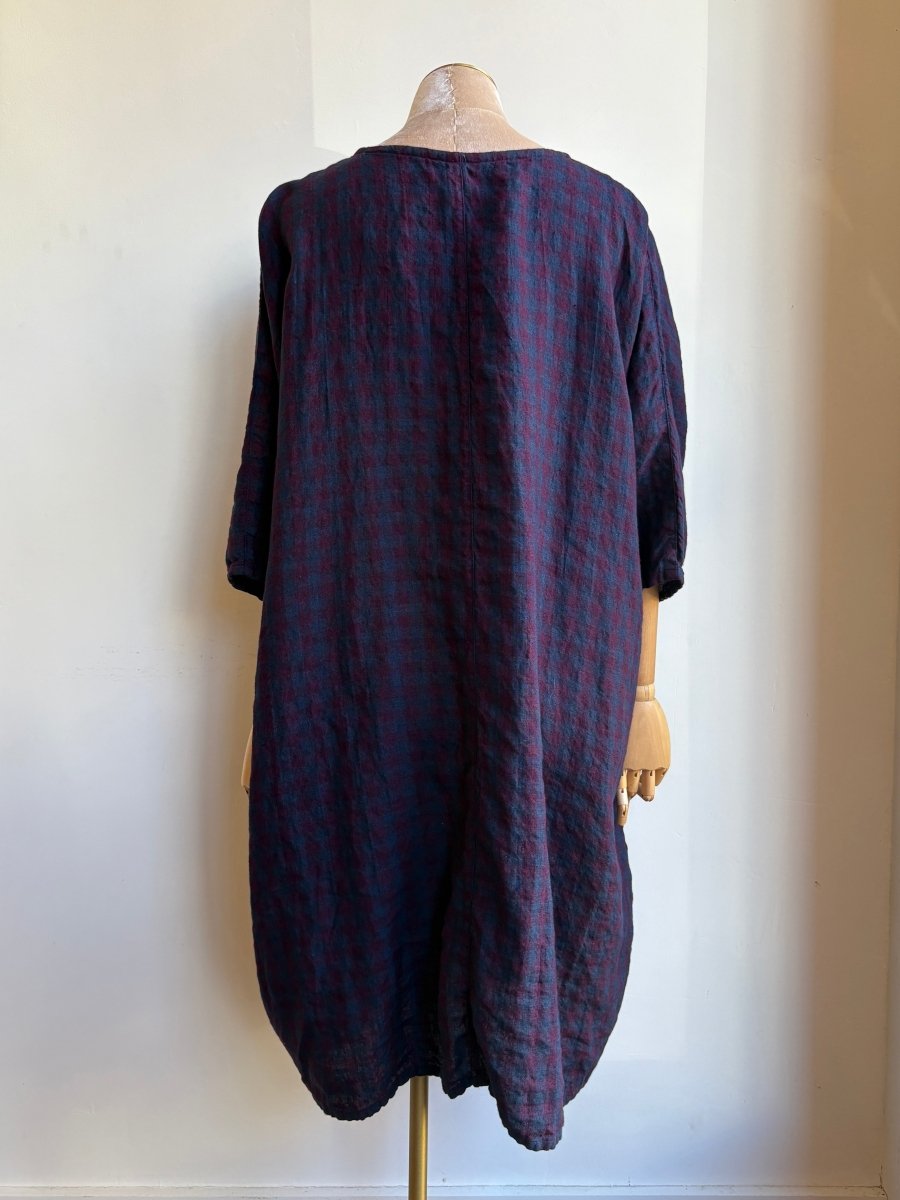 Blue & Plum Checkered Gallery Dress - Made X Hudson