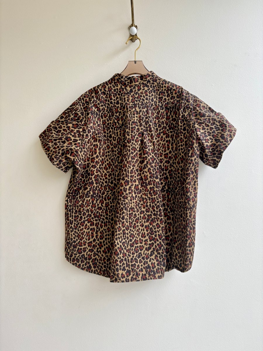 Cotton Blend Leopard Print Short Sleeve Shirt - Made X Hudson