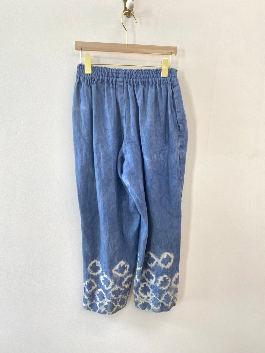 Organic Indigo Linen Shibori - Dyed Cropped Jogger Pants - Made X Hudson