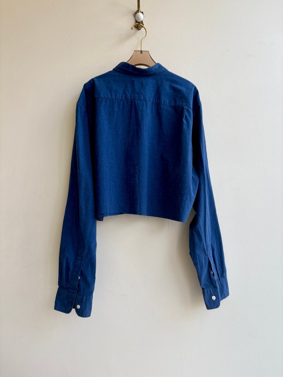 Colbalt Blue w/ Micro White Dot Annette Crop Top (Reworked) - Made X Hudson