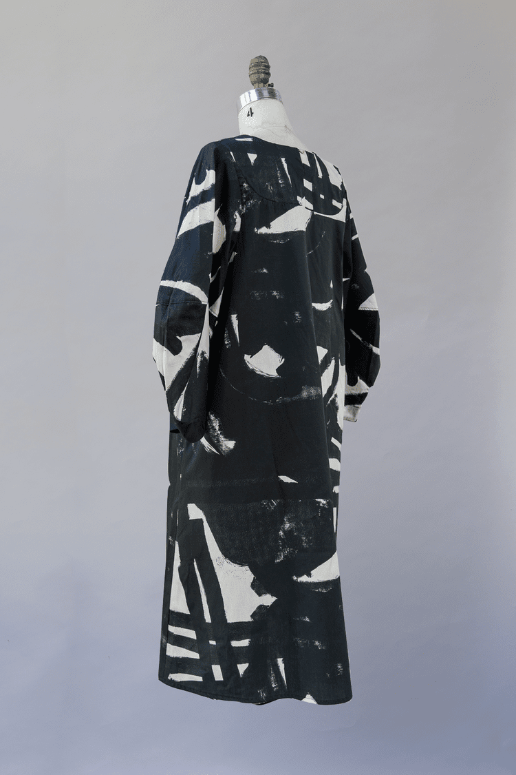 Black & White Bib Dress w/ Balloon Sleeves - Made X Hudson