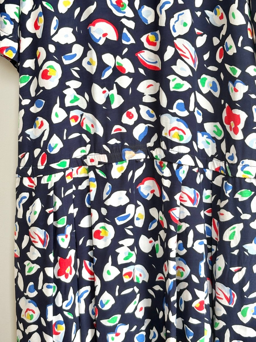 Navy Abstract Print Dress (Vintage) - Made X Hudson