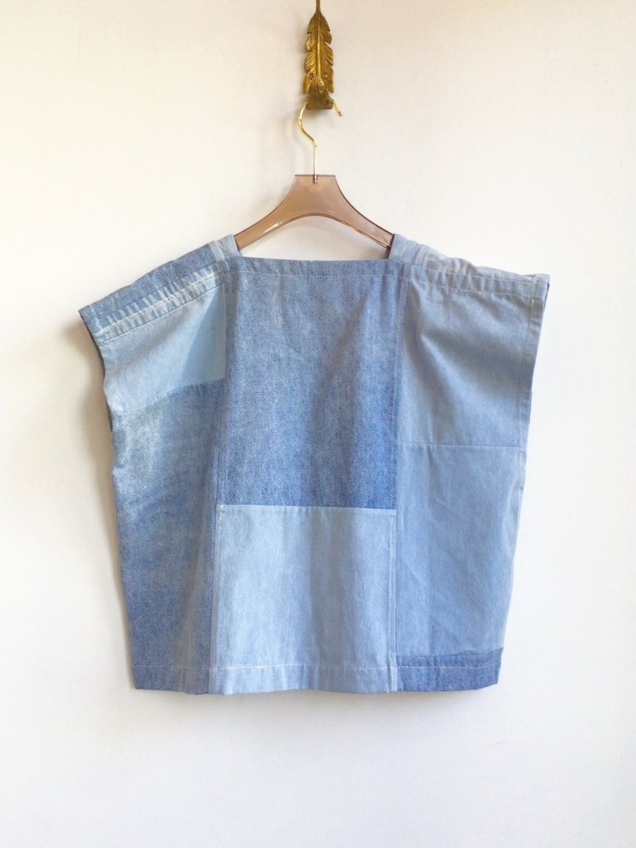 Wren Top in Light Blue Denim Patchwork - Made X Hudson