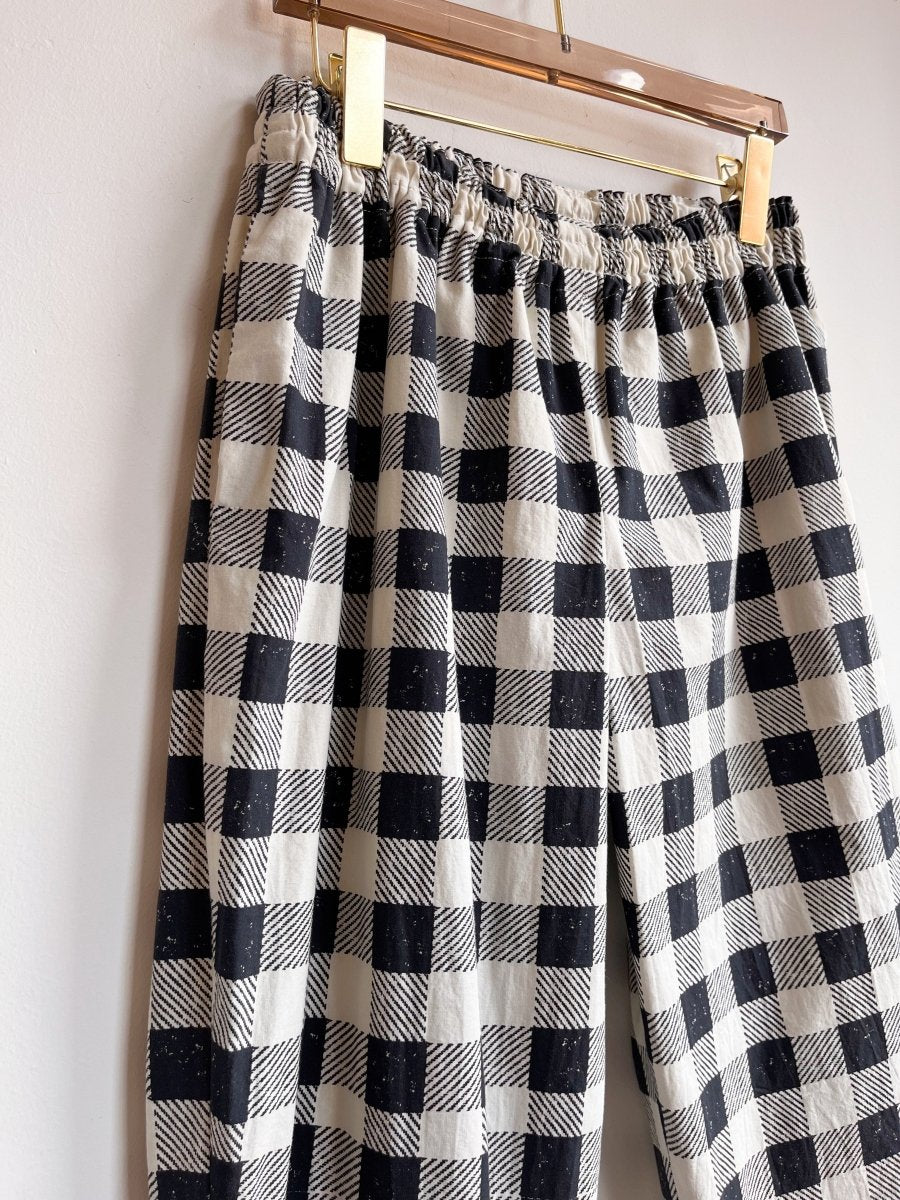 Black & Off - White Checkered Cropped Joggers - Made X Hudson