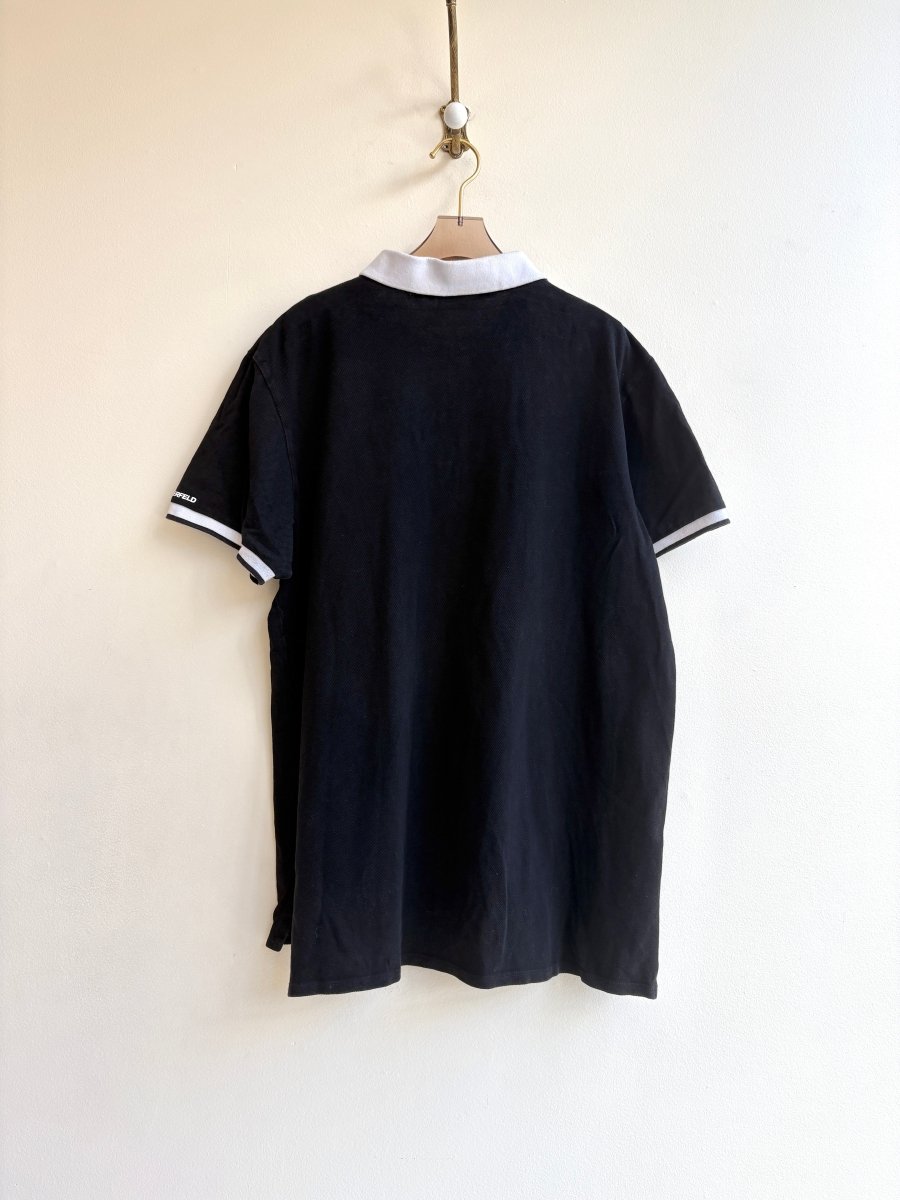 Karl Lagerfeld | Color Blocked Navy, White, and Black Polo Shirt (Vintage) - Made X Hudson