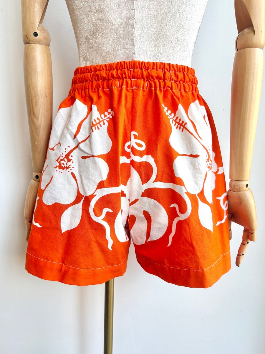 Flame Orange Hibiscus Town Shorts - Made X Hudson