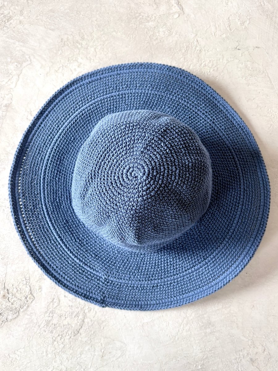 Crochet Cotton Gardening Hat in Denim - Made X Hudson