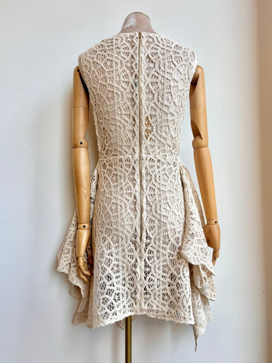 Zero-Waste Short Dress in Antique Ivory Lace - Made X Hudson