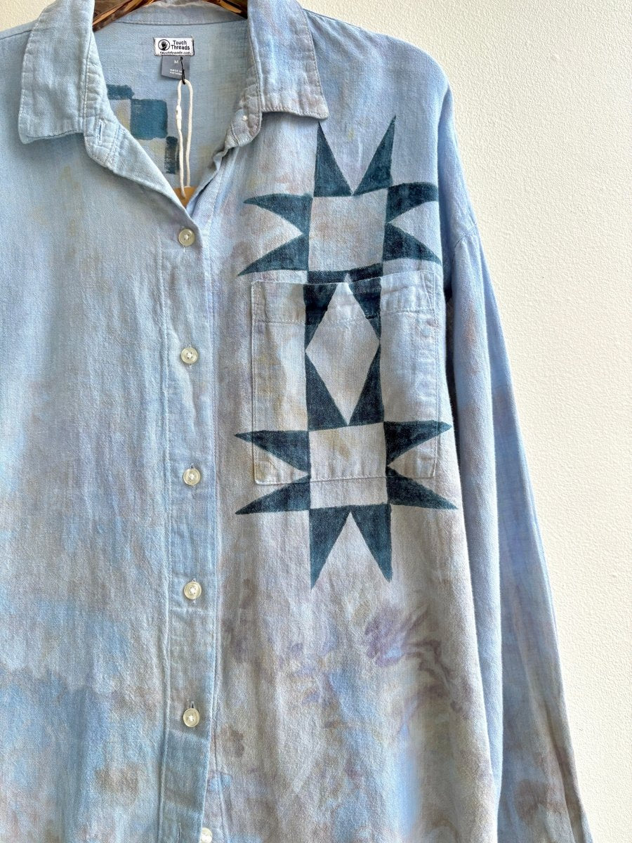Hand Painted Quilt Soft Blue Top (Reworked) - Made X Hudson
