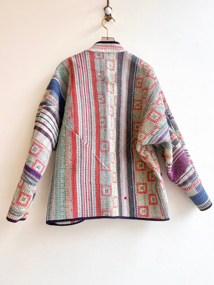 Reversible Ladhiya Quilted Jacket in Colors Linen White, Salmon, Forest Green, Navy & Baby Blue, Lime, Grey - Made X Hudson