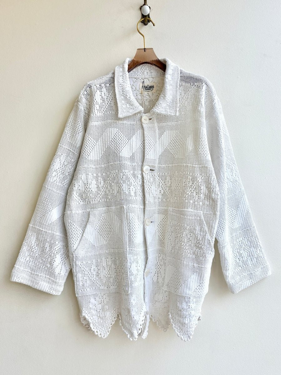 Crochet Utility Jacket in White - Made X Hudson