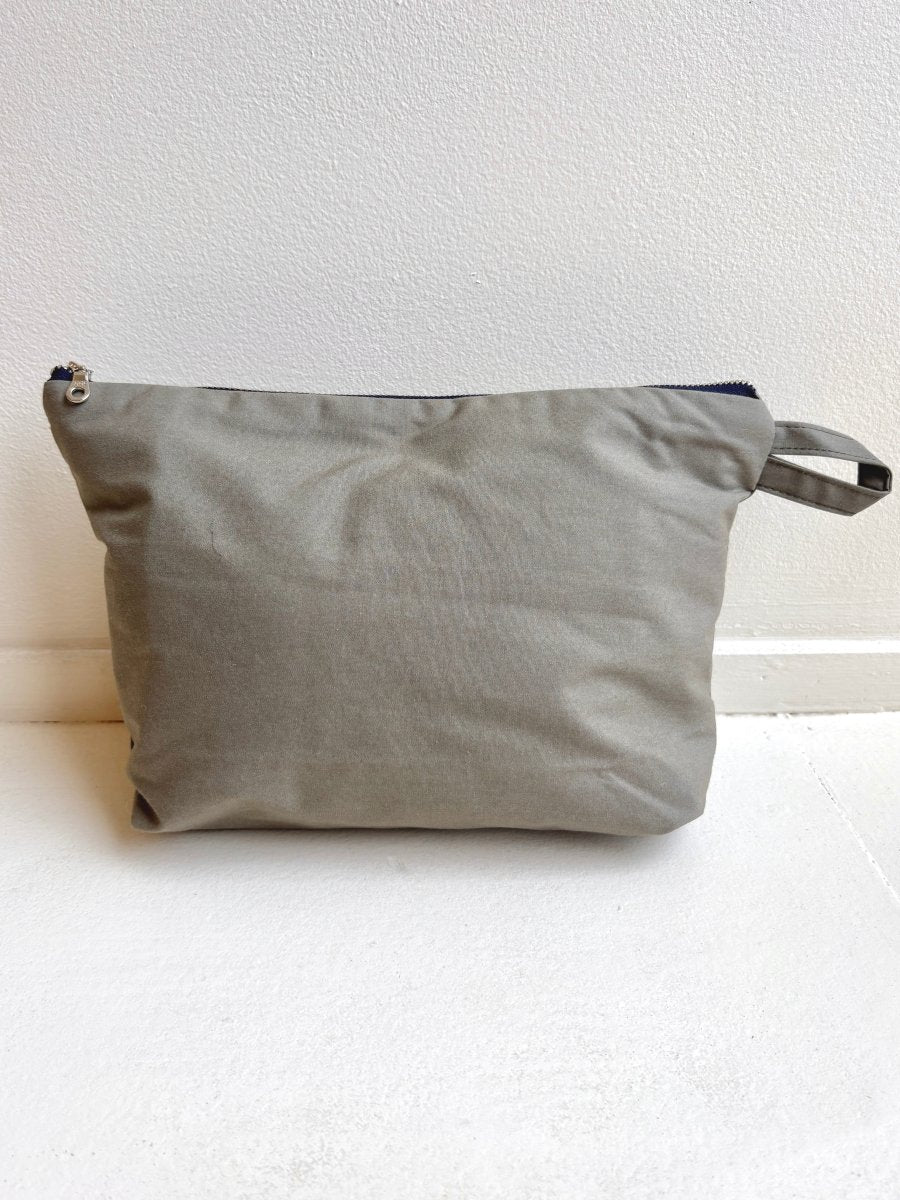 Grey Trench Coat Travel Pouch w/ Bone Buttons (Reworked) - Made X Hudson