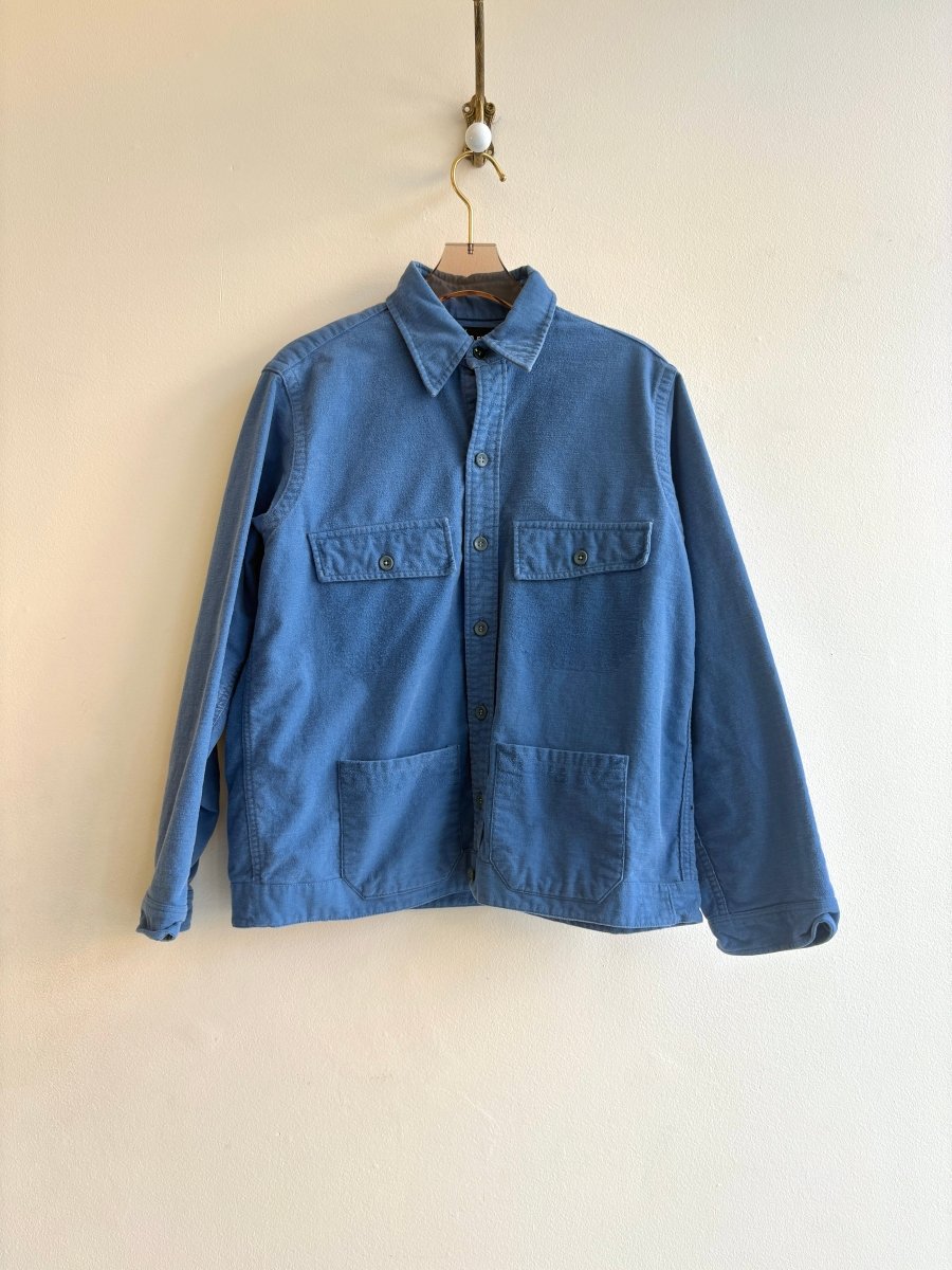 Cornflower Blue Cotton Flannel Shirtjacket with Teal Button Closure (Reworked) - Made X Hudson