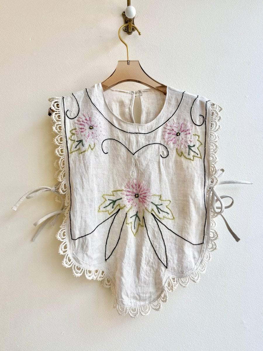 Pink Flower Hand Embroidered Open Sides Tie Top - Made X Hudson