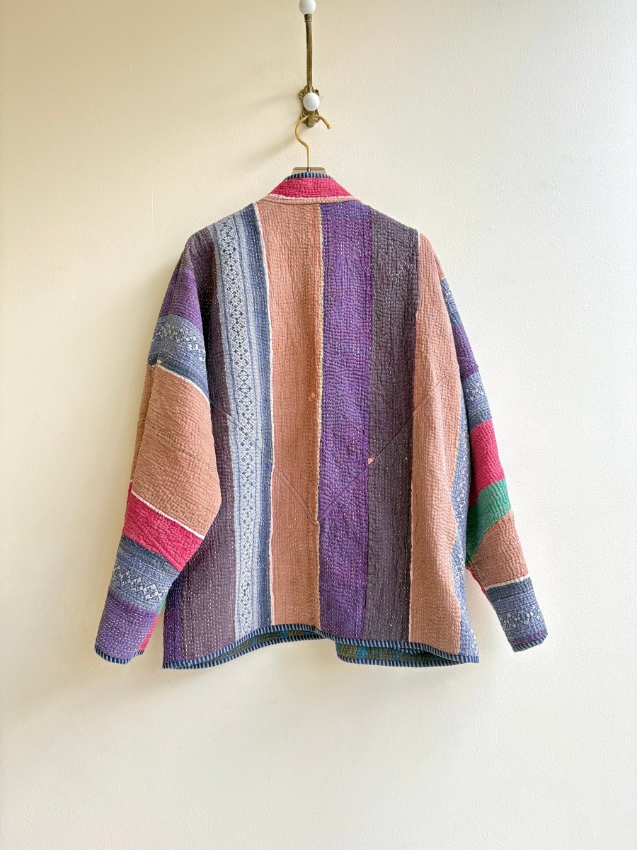 Reversible Ladhiya Quilted Jacket in Grey, Blue, Yellow & Blue, Purple, Mauve, Pink, Green - Made X Hudson