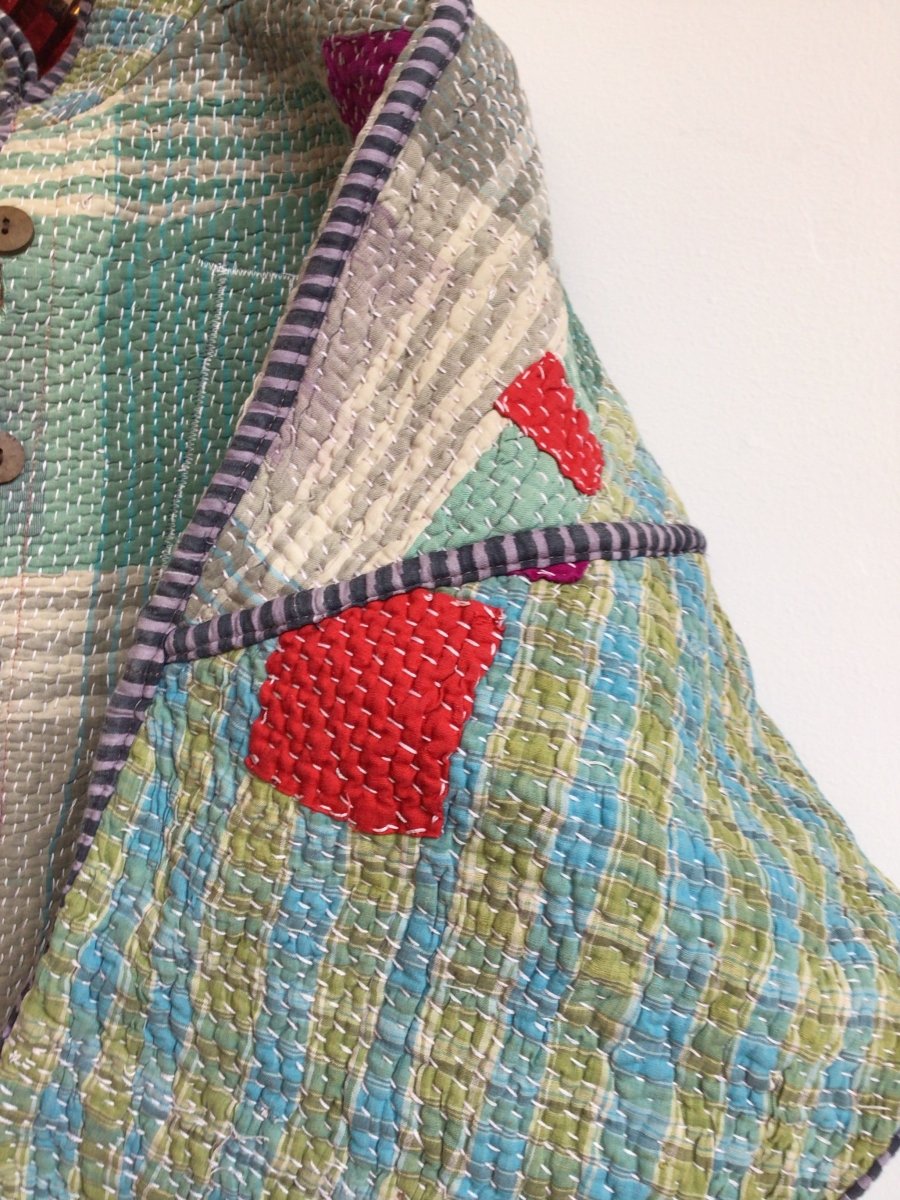 Reversible Kaira Quilted Cropped Jacket in Colors Green, Lavender, Maroon & Red, Orange, Purple, Blue, Green - Made X Hudson