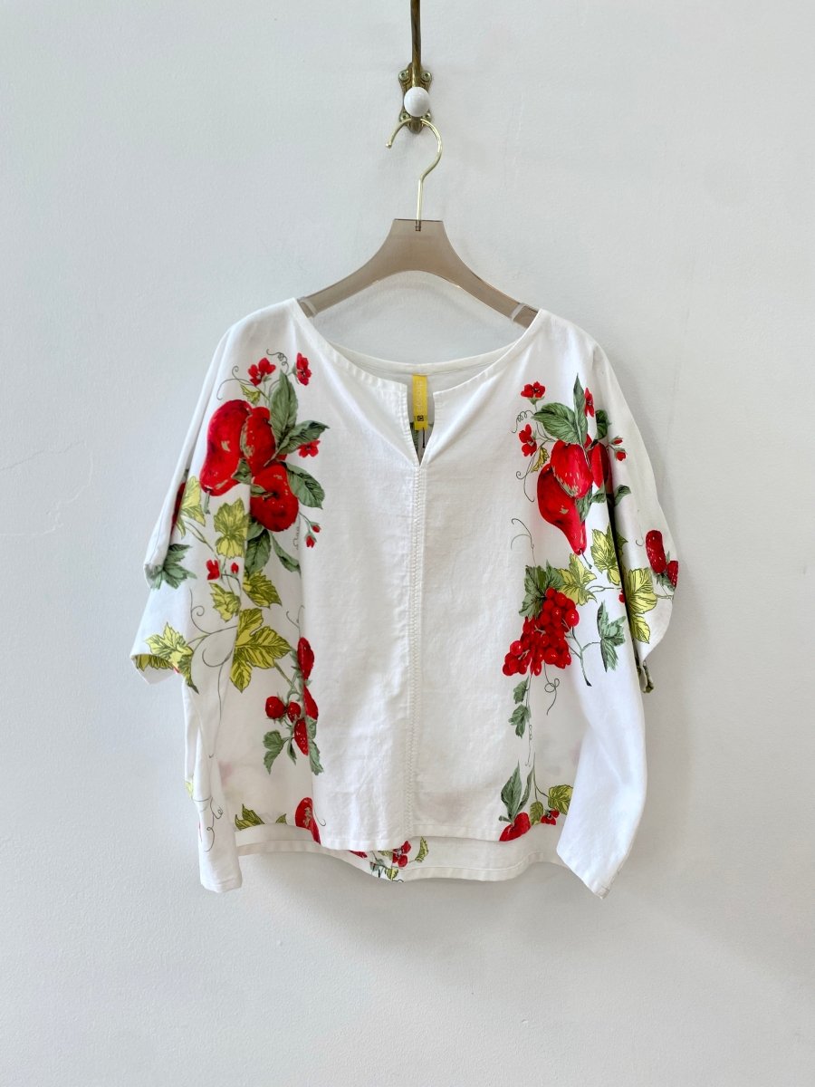 White Picnic Top w/ Red fruit - Made X Hudson