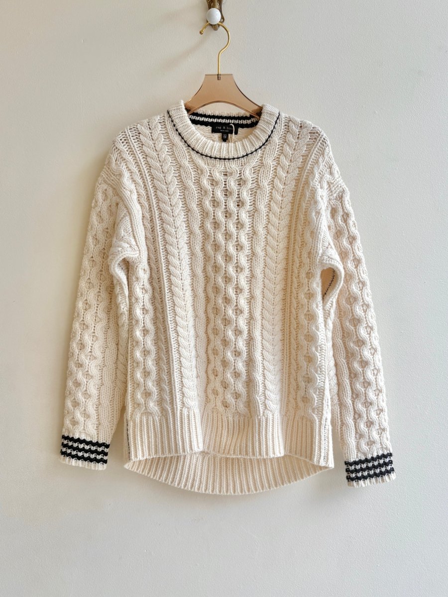 Rag & Bone | White Lambswool Cable Sweater (Vintage) - Made X Hudson