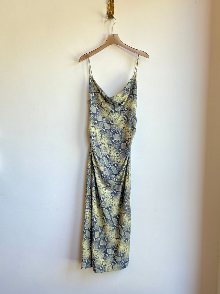 Diane von Furstenberg | Navy & Lime Snakeskin Print Bodycon Dress (Vintage) - Made X Hudson