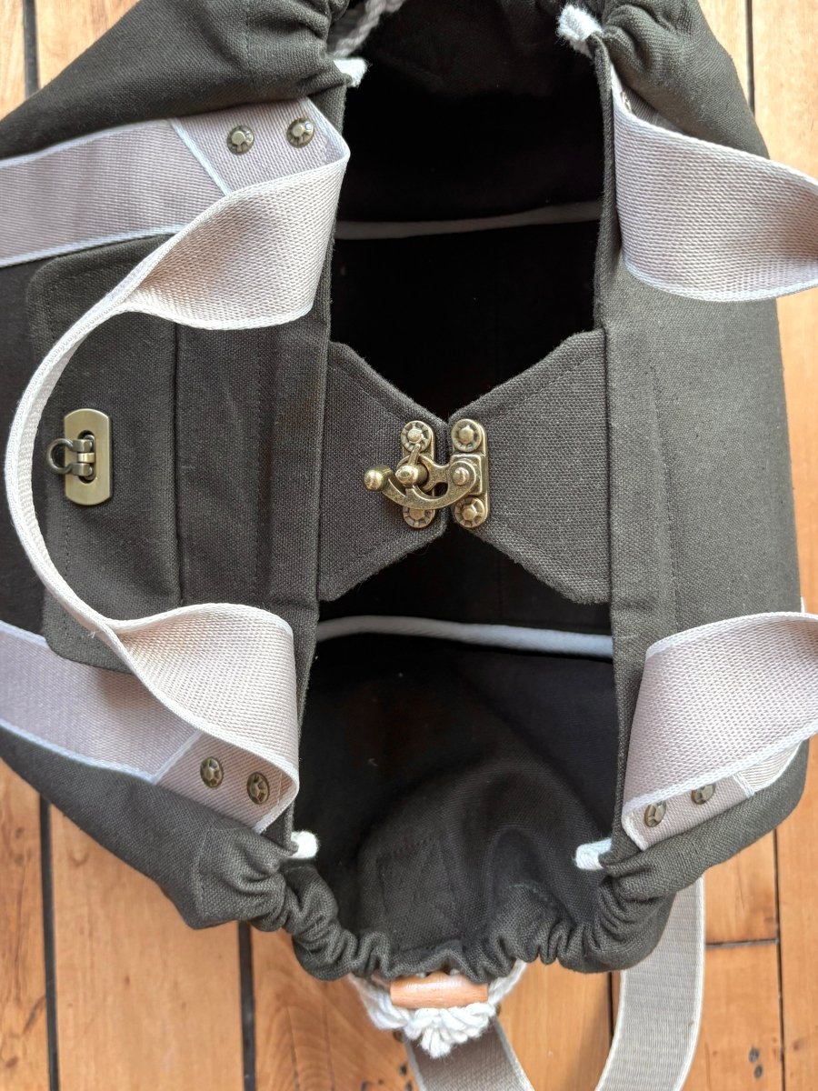 Mini Cross - Body Duffel Bag in Moss Hemp - Cotton with Cream Webbing - Made X Hudson