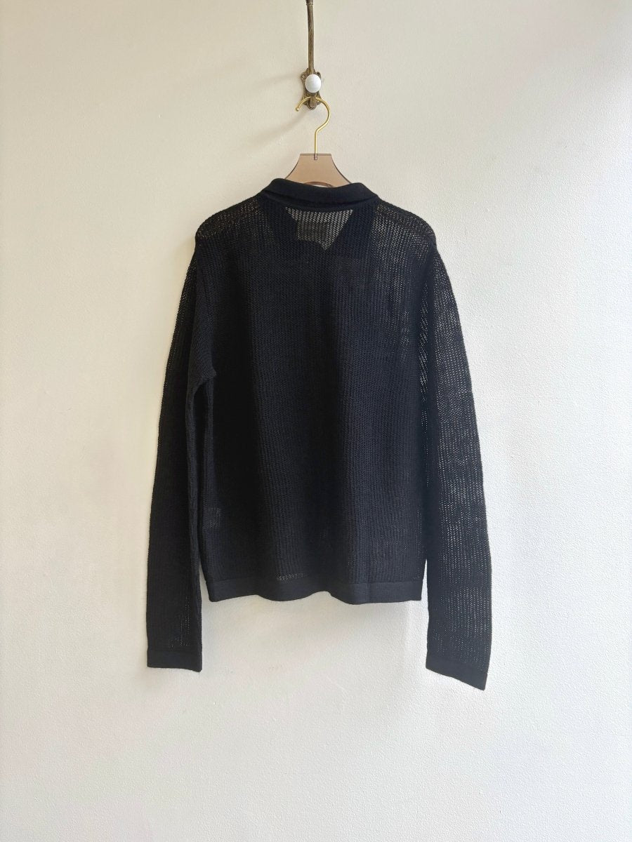 Knitted Alpaca Openwork Button Down w/ Collar Top (Women's) - Made X Hudson