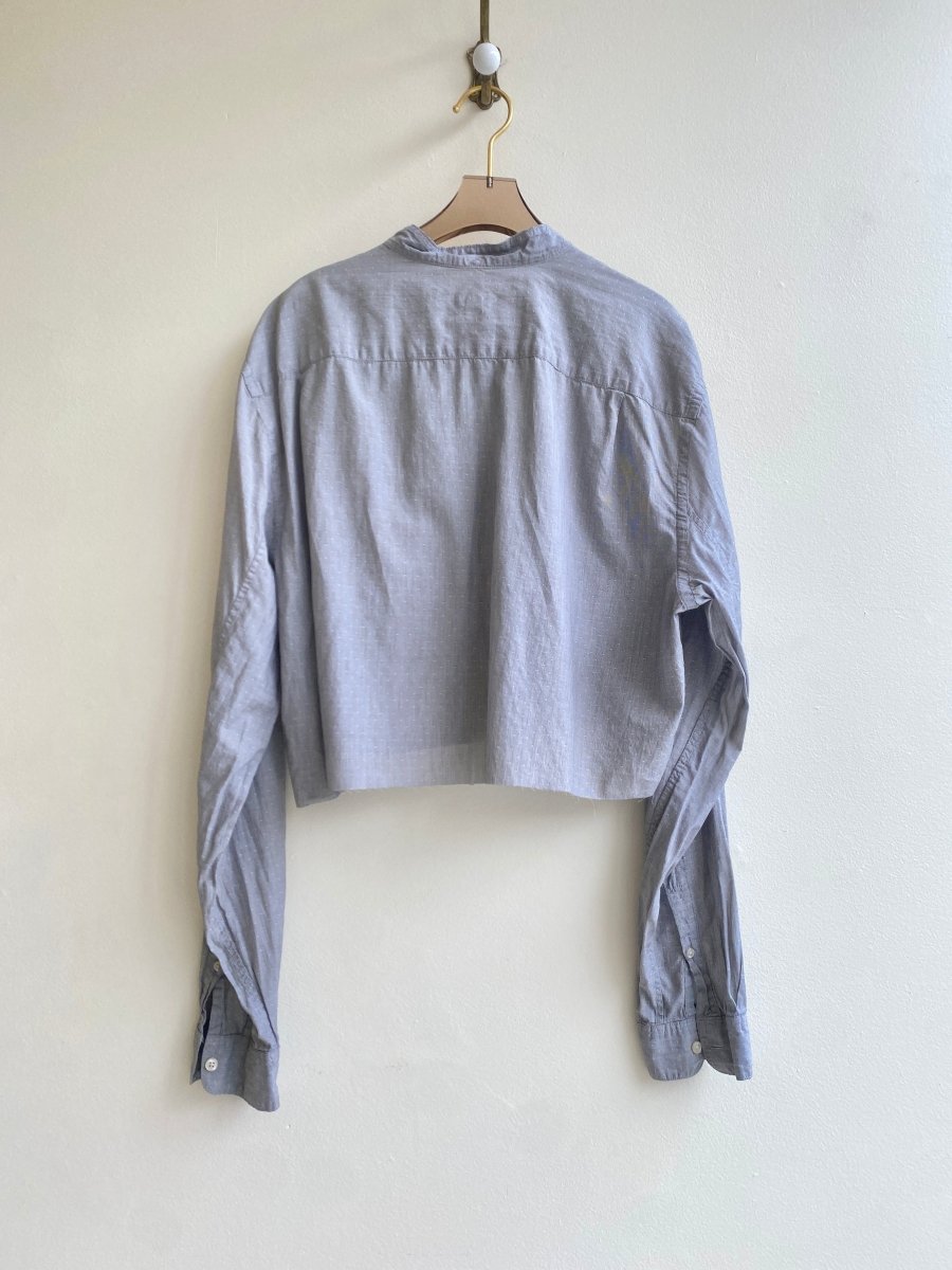 Grey Spotted Annette Crop Top w/Double Pearl Accents - Made X Hudson